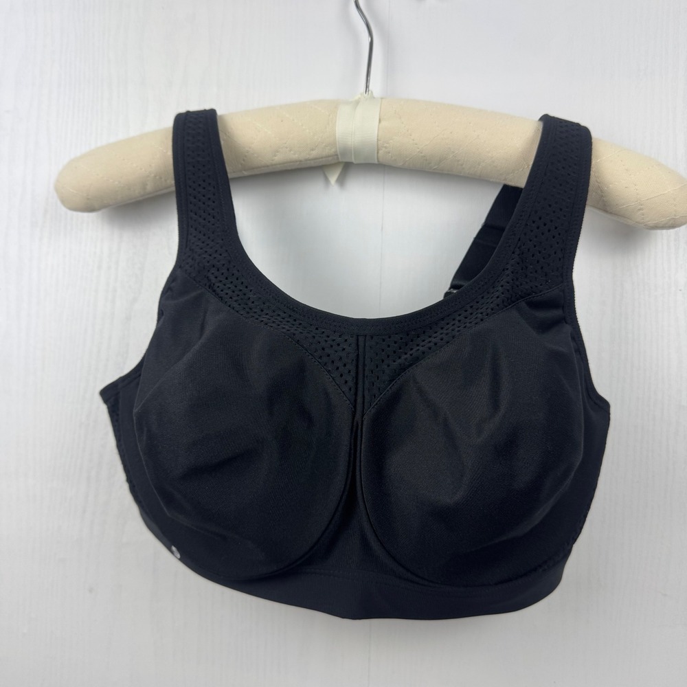 Glamorise Sport 36D Sports Bra‎ Black Underwire High Impact Back Closure 9066 - Picture 7 of 13